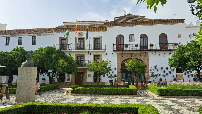Marbella town hall and orange trees on Plaza de los Naranjos